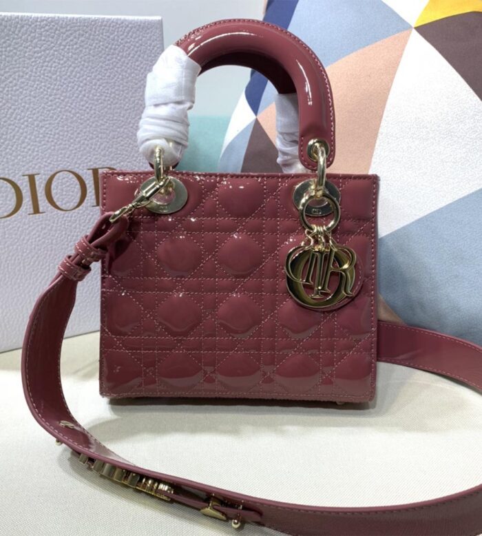 Small Lady Dior Bag Patent Calfskin Handbags