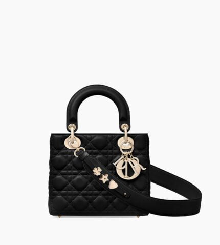 Small Lady Dior My Abcdior Bag Golden Metal Calfskin Handbags