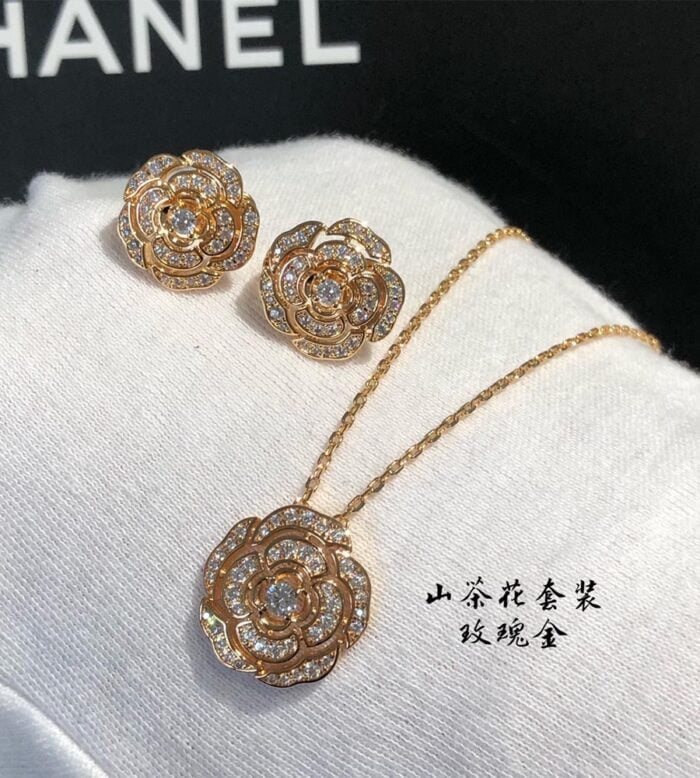 chanel bouton de camÉlia earrings&necklace (1)