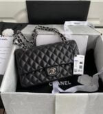 chanel classic flag handbag silver tone metal replica (451)