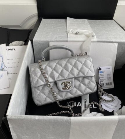 chanel mini flap bag with top handle caviar leather (19)
