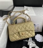 chanel mini flap bag with top handle caviar leather (36)