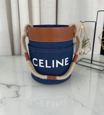bucket celine in denim with celine print and calfskin (6)