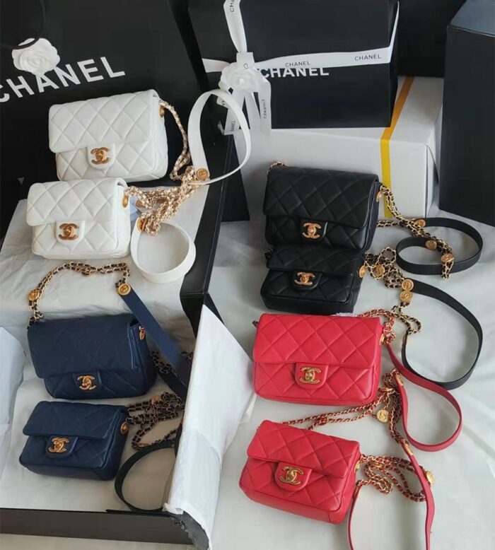 chanel mini flap handbag with handle as3451 (73)