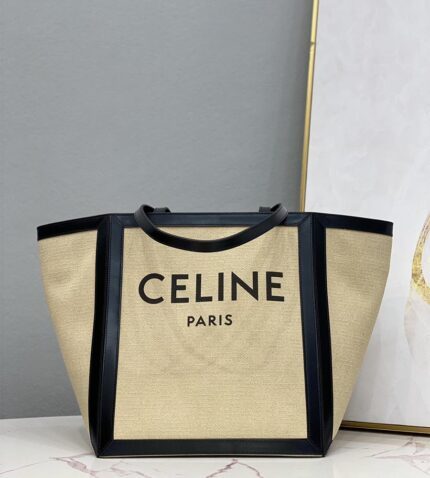 large square in textile with celine print & calfskin (4)