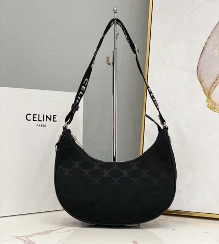 medium ava bag with celine strap in triomphe jacquard and calfskin (6)