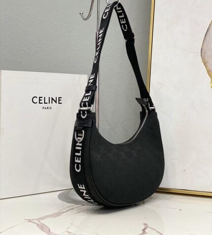medium ava bag with celine strap in triomphe jacquard and calfskin (8)