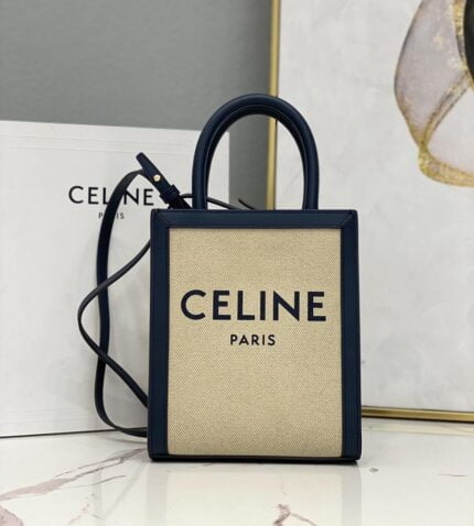 mini vertical cabas celine in textile with celine print and calfskin (41)