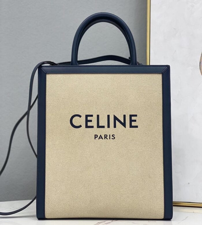 small vertical cabas celine in canvas with celine print and calfskin (25)