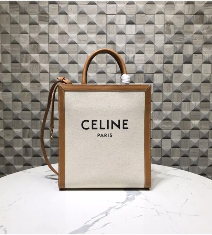 small vertical cabas celine in canvas with celine print and calfskin (35)