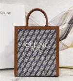 small vertical cabas celine in canvas with celine print and calfskin (8)