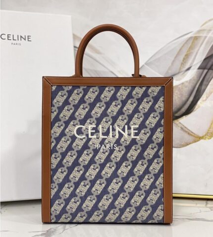 small vertical cabas celine in canvas with celine print and calfskin (8)