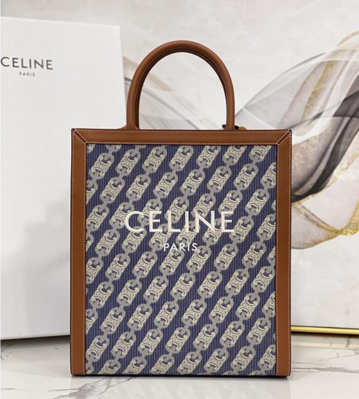 small vertical cabas celine in canvas with celine print and calfskin (8)